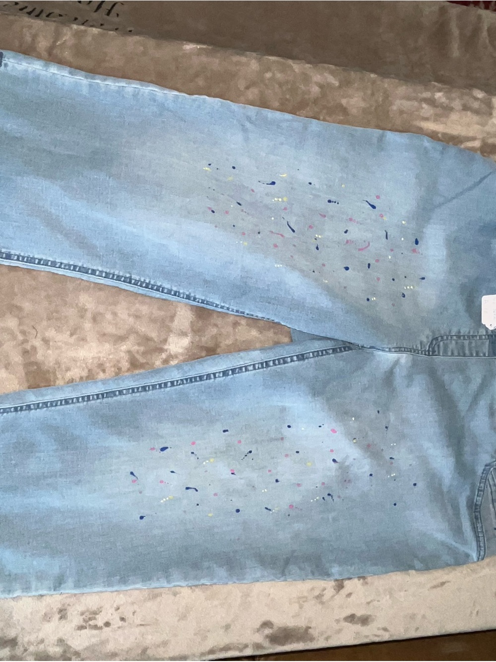 Artsy Women’s Paint-Splatter Jeans - Casual Stretch Denim size 36